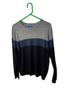 Apt. 9 Men's Colorblock Crewneck Sweater Gray Blue Black size XL seriously soft
